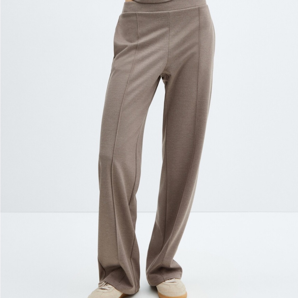 Mango Taupe Wide-Leg Pants